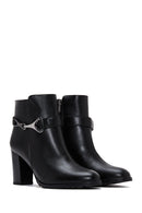 Women's Black Zippered Buckle Heeled Boots | Derimod Women's Black Zippered Buckle Heeled Boots | Derimod