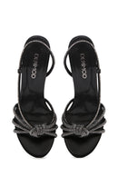 Women's Black Stone Thin Heel Sandals | Derimod Women's Black Stone Thin Heel Sandals | Derimod