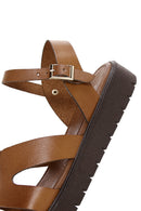 Women's Tan Ankle Strap Leather Bodrum Sandals | Derimod Women's Tan Ankle Strap Leather Bodrum Sandals | Derimod