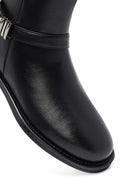 Woman Black Zippered Metal Detail Leather Boat | Derimod Woman Black Zippered Metal Detail Leather Boat | Derimod