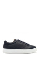Men's Navy Blue Lace-Up Thick Sole Leather Sneaker | Derimod Men's Navy Blue Lace-Up Thick Sole Leather Sneaker | Derimod
