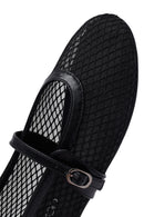 Woman Black Netted Buckled Ballerinas | Derimod Woman Black Netted Buckled Ballerinas | Derimod