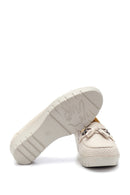 Women's Beige Leather Thick Soled Comfort Shoes | Derimod Women's Beige Leather Thick Soled Comfort Shoes | Derimod
