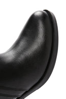 Women's Black Zippered Thick Heeled Leather Boots | Derimod Women's Black Zippered Thick Heeled Leather Boots | Derimod