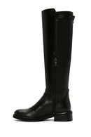 Women's Black Buckle Zippered Leather Boots | Derimod Women's Black Buckle Zippered Leather Boots | Derimod