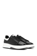 Erkek Siyah Bağcıklı Deri Sneaker | Derimod Erkek Siyah Bağcıklı Deri Sneaker | Derimod