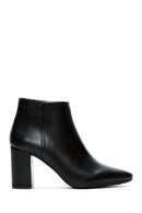 Women's Black Zipper Heeled Leather Boots | Derimod Women's Black Zipper Heeled Leather Boots | Derimod