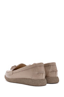 Kadın Vizon Püsküllü Deri Comfort Loafer | Derimod Kadın Vizon Püsküllü Deri Comfort Loafer | Derimod