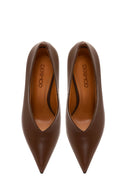 Women's Brown Thin Heeled Leather Stiletto | Derimod Women's Brown Thin Heeled Leather Stiletto | Derimod