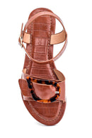 Kadın Kroko Baskılı Casual Sandalet | Derimod Kadın Kroko Baskılı Casual Sandalet | Derimod