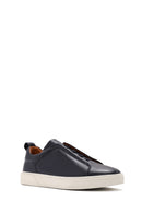 Erkek Lacivert Lastikli Deri Sneaker | Derimod Erkek Lacivert Lastikli Deri Sneaker | Derimod