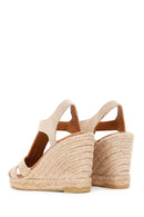Women's Beige Zippered Wedge Heels Suede Leather Espadrilles | Derimod Women's Beige Zippered Wedge Heels Suede Leather Espadrilles | Derimod