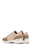 Woman Mink Laced Thick Sole Leather Sneakers | Derimod Woman Mink Laced Thick Sole Leather Sneakers | Derimod