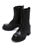 Women's Black Leather Zippered Heeled Boots | Derimod Women's Black Leather Zippered Heeled Boots | Derimod