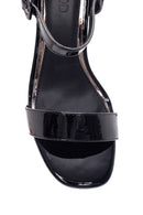 Women's Black Patent Leather Heeled Sandals | Derimod Women's Black Patent Leather Heeled Sandals | Derimod