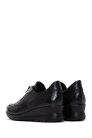 Women's Black Leather Wedge Heeled Comfort Shoes | Derimod Women's Black Leather Wedge Heeled Comfort Shoes | Derimod