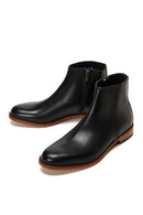 Men's Black Leather Zippered Classic Boots | Derimod Men's Black Leather Zippered Classic Boots | Derimod