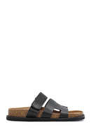 Women's Black Strappy Leather Slippers | Derimod Women's Black Strappy Leather Slippers | Derimod