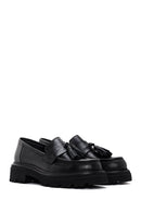 Women's Black Tassel Leather Masculine Loafer | Derimod Women's Black Tassel Leather Masculine Loafer | Derimod