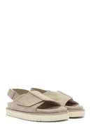 Women's Beige Strappy Suede Leather Sandals | Derimod Women's Beige Strappy Suede Leather Sandals | Derimod