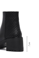 Women's Black Zippered Thick Heeled Leather Boot | Derimod Women's Black Zippered Thick Heeled Leather Boot | Derimod