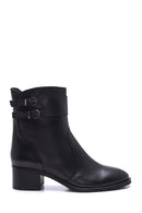 Women's Leather Double Buckle Medium Heel Boots | Derimod Women's Leather Double Buckle Medium Heel Boots | Derimod