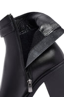 Woman Black Zippered Chunky Heels Leather Boat | Derimod Woman Black Zippered Chunky Heels Leather Boat | Derimod