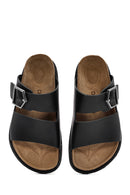 Women's Black Buckle Leather Slippers | Derimod Women's Black Buckle Leather Slippers | Derimod