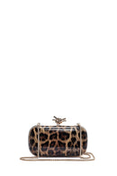 Woman Leopard Print Long Chain Strap Mini Box Evening Bag | Derimod Woman Leopard Print Long Chain Strap Mini Box Evening Bag | Derimod