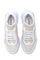 Women's White Leather High Sole Sneaker | Derimod Women's White Leather High Sole Sneaker | Derimod