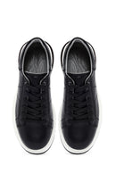 Men's Black Lace-up Thick-Sole Leather Sneaker | Derimod Men's Black Lace-up Thick-Sole Leather Sneaker | Derimod