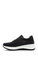 Kadın Siyah Bağcıklı Kalın Tabanlı Deri Sneaker | Derimod Kadın Siyah Bağcıklı Kalın Tabanlı Deri Sneaker | Derimod