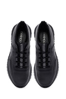 Men's Black Lace-Up Thick-Soled Leather Casual Sneakers | Derimod Men's Black Lace-Up Thick-Soled Leather Casual Sneakers | Derimod