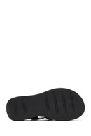 Women's Black Ankle Strap Thick Soled Leather Comfort Sandals | Derimod Women's Black Ankle Strap Thick Soled Leather Comfort Sandals | Derimod