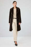 Corvara Women's Brown Teddy Coat | Derimod Corvara Women's Brown Teddy Coat | Derimod