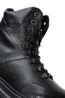 Women's Black Leather Flat Boots | Derimod Women's Black Leather Flat Boots | Derimod
