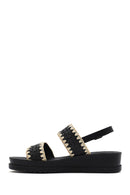 Women's Black Ankle Buckle Thick Soled Straw Sandals | Derimod Women's Black Ankle Buckle Thick Soled Straw Sandals | Derimod