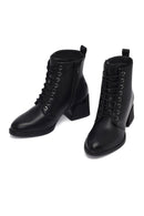Woman Black Zippered Thick Heel Boots | Derimod Woman Black Zippered Thick Heel Boots | Derimod