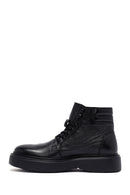 Men's Black Lace-Up Thick-Soled Leather Boat | Derimod Men's Black Lace-Up Thick-Soled Leather Boat | Derimod