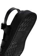 Kadın Siyah Bantlı Deri Comfort Sandalet | Derimod Kadın Siyah Bantlı Deri Comfort Sandalet | Derimod