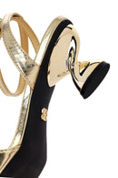Women's Gold Ankle Buckle Chunky Heel Metallic Sandals | Derimod Women's Gold Ankle Buckle Chunky Heel Metallic Sandals | Derimod