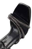 Women's Black Ankle Strap Stone Thin Heel Sandals | Derimod Women's Black Ankle Strap Stone Thin Heel Sandals | Derimod