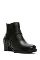 Women's Black Thick Heeled Zippered Leather Boots | Derimod Women's Black Thick Heeled Zippered Leather Boots | Derimod