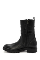 Women's Black Zippered Leather Boots | Derimod Women's Black Zippered Leather Boots | Derimod