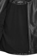Flora Women's Black Slim Short Leather Jacket | Derimod Flora Women's Black Slim Short Leather Jacket | Derimod