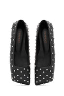 Women's Black Stone Detailed Leather Ballerinas | Derimod Women's Black Stone Detailed Leather Ballerinas | Derimod