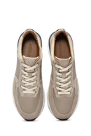 Men's Beige Suede Leather Sneaker | Derimod Men's Beige Suede Leather Sneaker | Derimod
