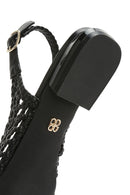 Women's Black Braided Open Back Ballerinas | Derimod Women's Black Braided Open Back Ballerinas | Derimod
