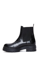 Women's Black Crocodile Chelsea Boots | Derimod Women's Black Crocodile Chelsea Boots | Derimod