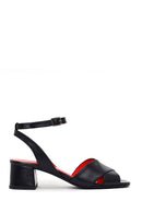 Derimod Gritti Woman Black Ankle-Buckle Short Chunky-Heel Leather Sandal | Derimod Derimod Gritti Woman Black Ankle-Buckle Short Chunky-Heel Leather Sandal | Derimod